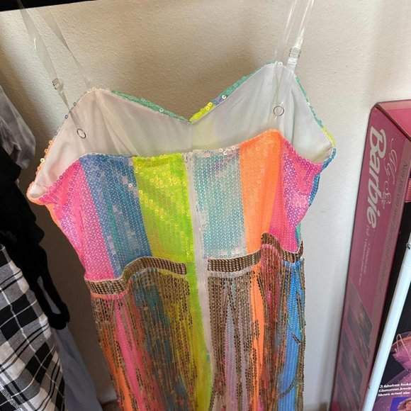 RAINBOW FRINGE SEQUIN DRESS - Picture 5 of 10